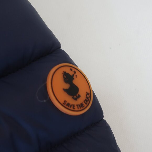 Boys Save The Duck Navy Blue Hooded Puffer Ultra Light Sherpa Lined Jacket 10 - Picture 4 of 8